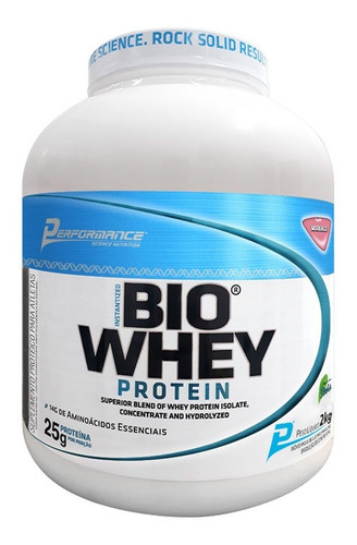 Bio Whey Protein 2kg - Performance - Ganho De Massa Muscular Sabor Morango