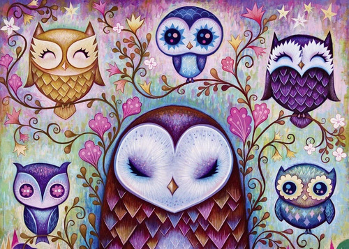 Rompecabezas Buhos De Colores 1000 Pz Heye Dreaming Art Owl