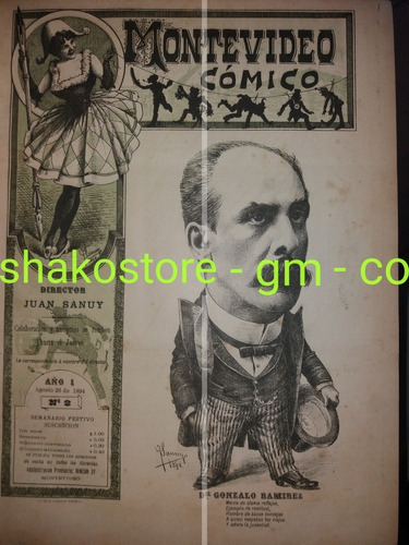 Revista 1894 Caricatura Gonzalo Ramirez Revolucionario