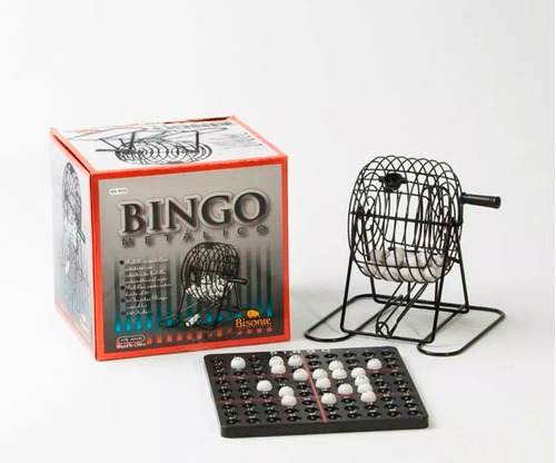 Bingo Con Bolillero Metalico Y 90 Bolitas Bisonte