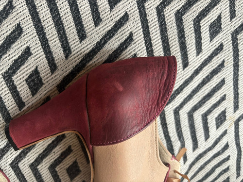 Zapatos Acordonados De Cuero Dos Colores Rosa Claro 36
