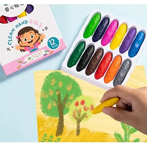 Crayons For Kids Peanut,Washable Crayons for Kids Ages 2-4,12 Colors  Non-Toxic Crayons,Easy to Hold Peanut Crayons for Toddlers Babies,Coloring  Art Supplies (12colors) 