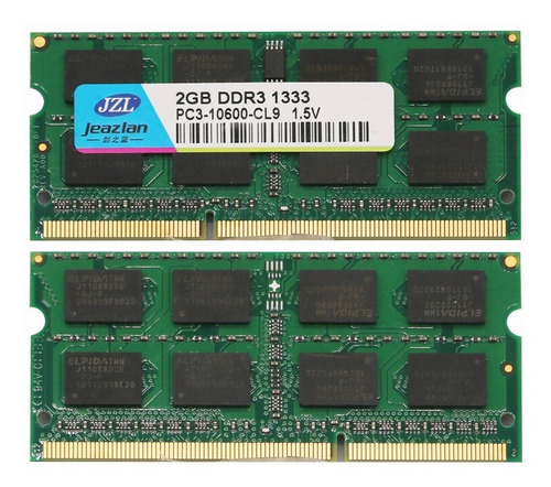 Imagen 2 de 6 de 2pza 2gb Memoria Ram Laptop Ddr3 Pc3-10600s 1333mhz Sodimm