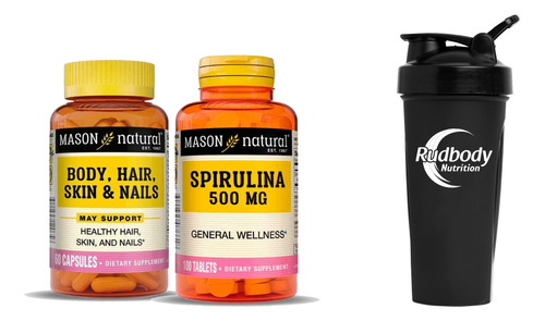 Vitaminas Mason - Body,hair,skin & Nails + Spirulina +shaker