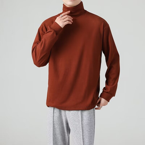 Camiseta De Terciopelo De Manga Larga Con Cuello Alto Para H