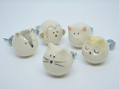 Tiradores De Ceramica Picuru, Perilla-infantil-niño Gatitos