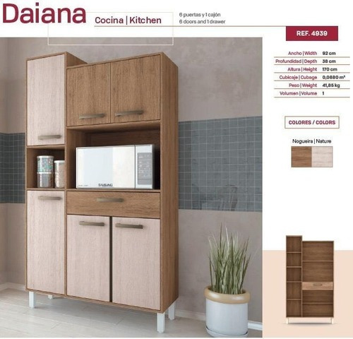 Mueble De Cocina Modelo Daiana 6 Puertas - Cafe-natural