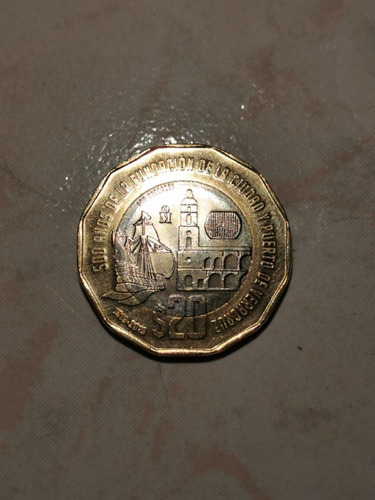 Moneda De 20 Pesos Mexicanos Conmemorativa De Veracruz. 