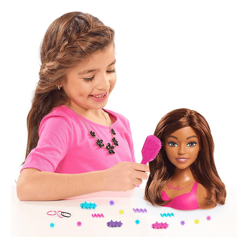 Cabeza Pequeña Para Peinar De Barbie, Cabello Castaño, Inclu