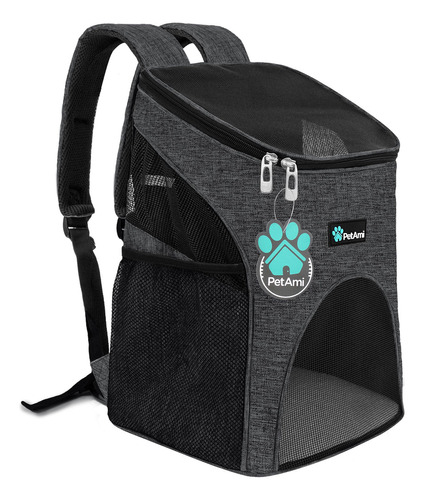 Mochila Mascotas Premium Ventilada Y Segura Gris