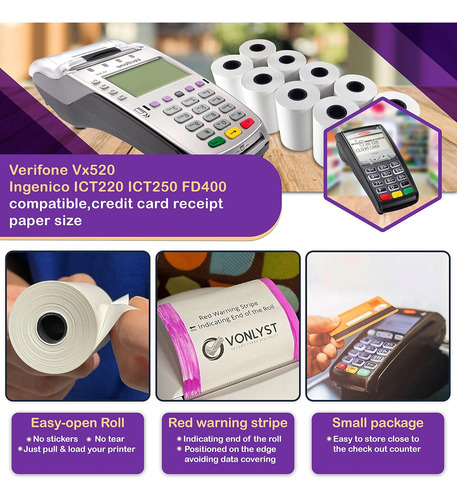 Rollo De Papel Térmico 2 1/4 X 55 Verifone Vx520 Ingen...