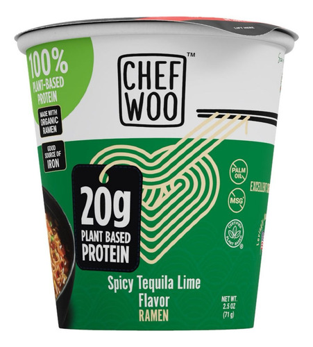 Chef Woo Spicy Tequila Lime Ramen Noodles C/proteina (12 Pz)