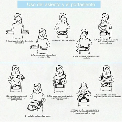 Imagen 8 de 8 de Mochila Porta Bebes Ergonómica Asiento Multifuncional 6 En 1