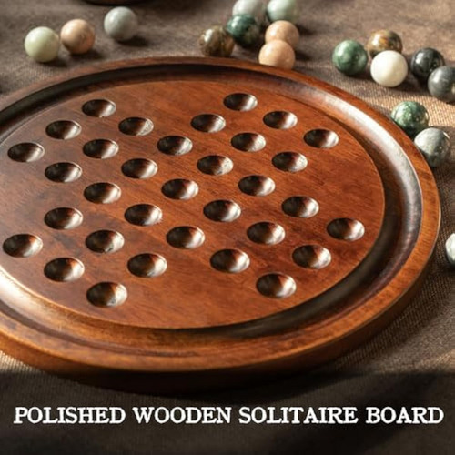 Juego De Solitario De Lujo: Tablero De Madera