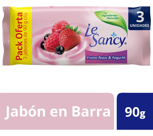 Le Sancy Jabón Barra Frutos Rojos & Yogurth 3unid. De 90gr