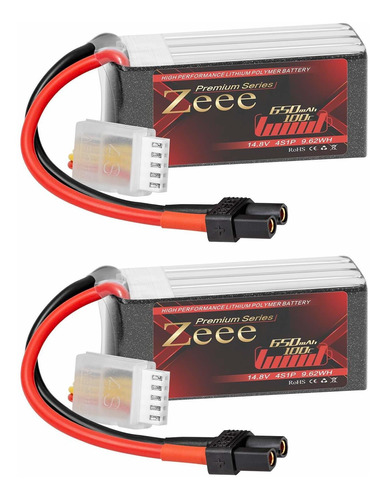 2 Baterias Lipo Zeee Premium Series 14.8v 4s 100c 650mah Con