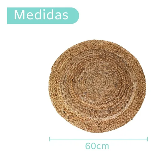 Alfombra Artesanal Circular De Yute Natural 60cm
