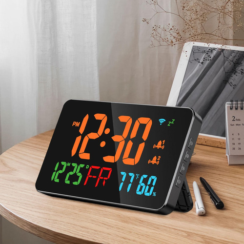 Reloj Digital Reloj De Pared Led Con Fecha Pantalla Naranja
