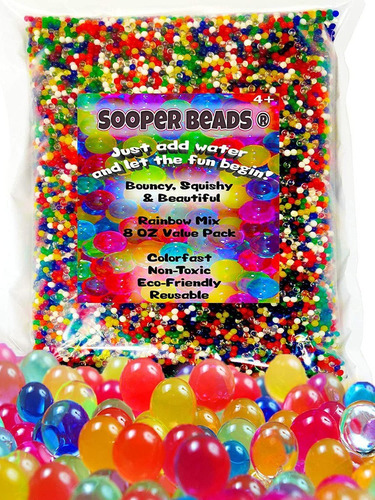 Sooper Beads Water Beads Rainbow Mix, 8 Oz (20,000 Cuentas) 