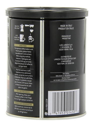 Blend Lavazza Espresso Caffe Café Molido, Medio Asado, Latas