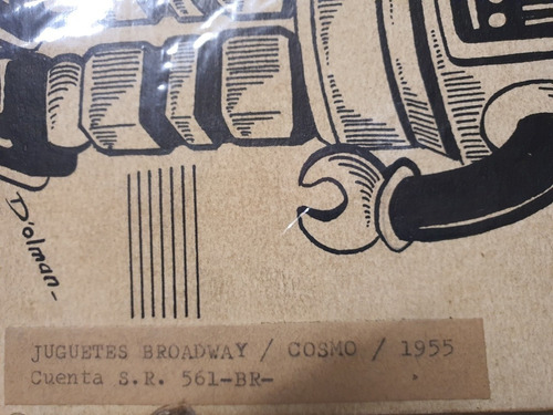 Antiguo Boceto Original De Publicidad Robot Cosmo Broadway (Usado)
