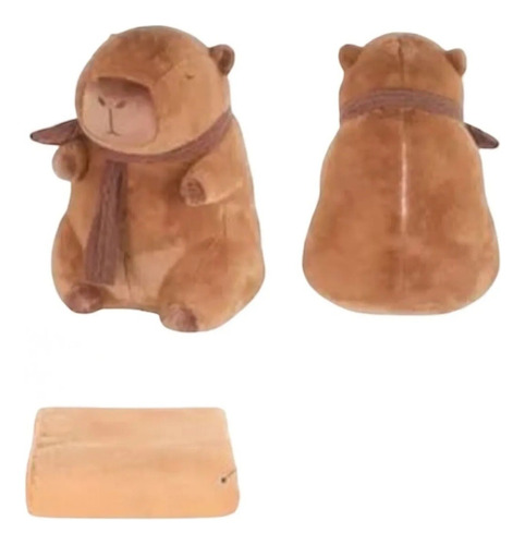 Peluche Capibara Con Manta Ultra Suavidad Marrón