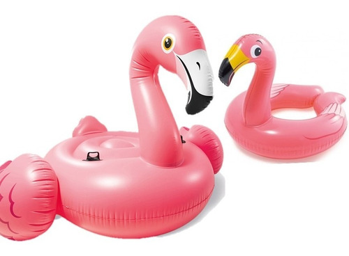 Flamingo Salvavidas Inflable Gigante + Salvavidas Bebe Intex