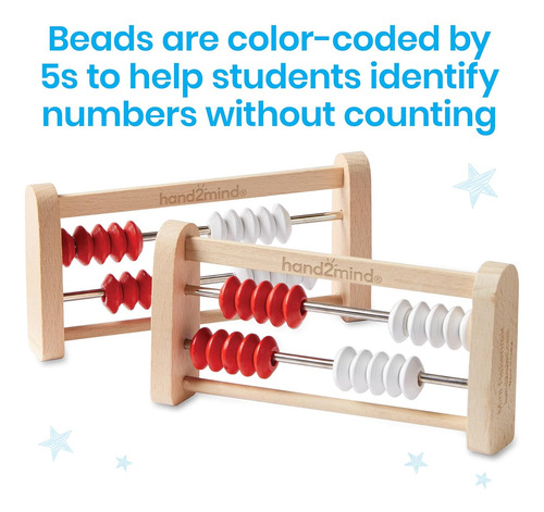 Hand2mind Mini 20 Bead Wooden Rekenrek, Abacus For Kids Math