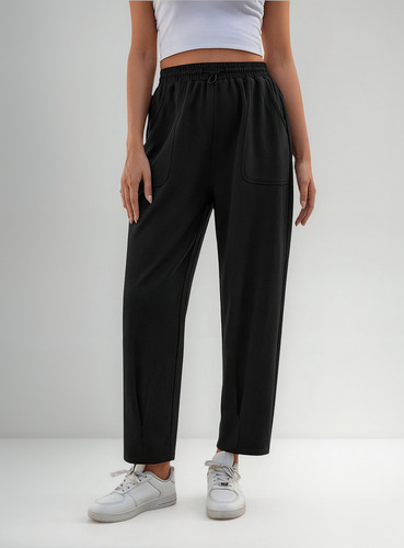 Pantalón Largo Casual Con Cordón Con Bolsillos Deportivos Ho
