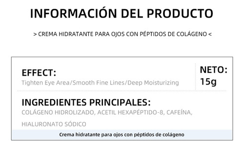 L Crema Hidratante For Ojos Con Péptidos De Colágeno