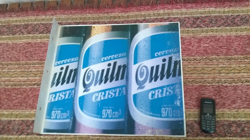 Cartel Cerveza Quilmes, En Chapa, Doble Faz Chico 45 X 40 Cm