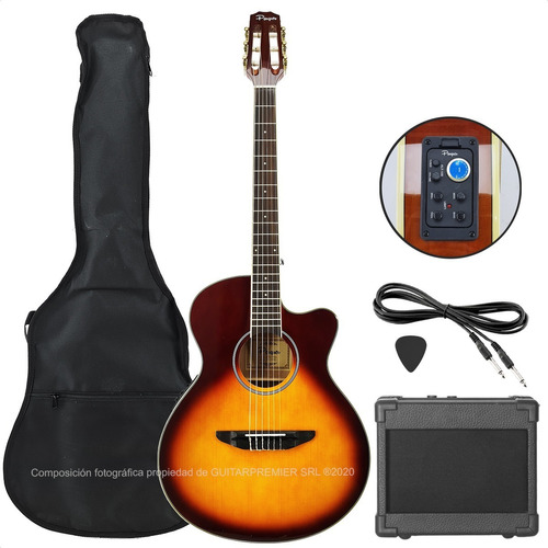 Guitarra Electroacustica Clasica Media Caja Ampli Funda Pack