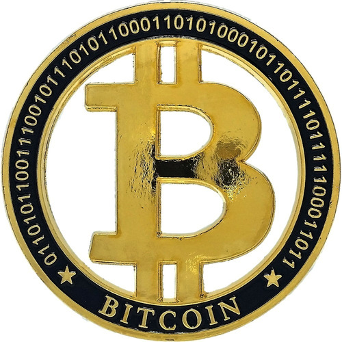 Imagen 3 de 6 de Bitcoin Moneda Oro En Elegante Exhibidor Flotante Vista 360!