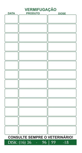 Carteira De Vacinação Pet Colorida Pack Com 100 Unidades