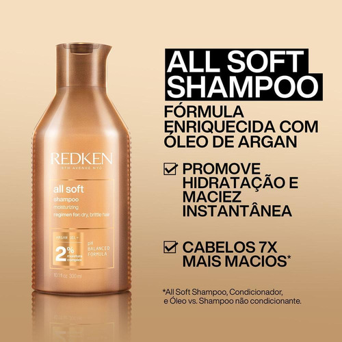 Kit Redken All Soft - Shampoo 300ml E Máscara E Pré Sh