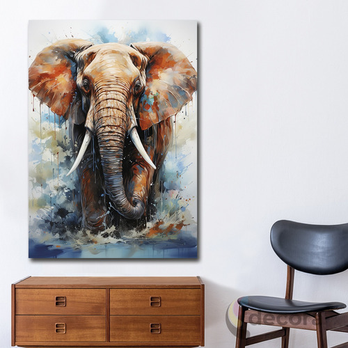 Cuadro Elefante Colores Canvas Elegante Sala Animal 2 130x90