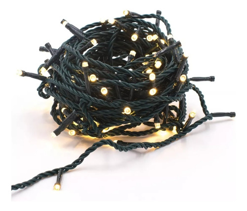 Luces Navidad Ambar Cable Verde Luz Fija 10mt 100 Leds