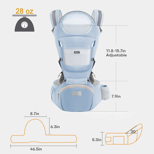 Portabebés Con Asiento Para La Cadera, Ergonómico 6 En 1, Po