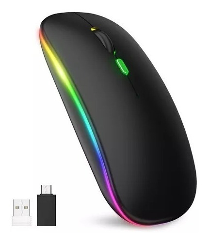 Imagen 2 de 3 de Mouse Inalambrico Rgb Recargable Para Laptop Pc Computadora