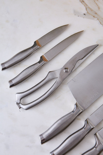 Juego De Cuchillos Cocina Taco De Madera Con Tijera 7 Piezas