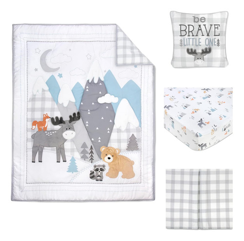 Juego De Ropa De Cama Para Cuna De Bebé De 4 Piezas (gris Al
