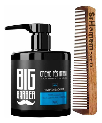 Kit Creme Pós Barba Hidratante 350g E Pente Duplo Big Barber