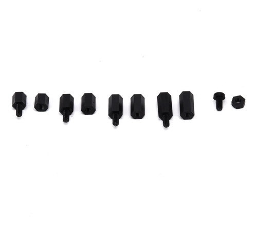 Kit De 180 Tuercas De Nailon Negro M3 Hexagonales De Una Sol