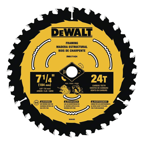 Disco De Sierra 7 1/4  24 D Toughtrack Dewalt Dwa171424