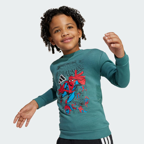 Conjunto Adidas Casual Marvel Spider-man Niños Verde Jm0808