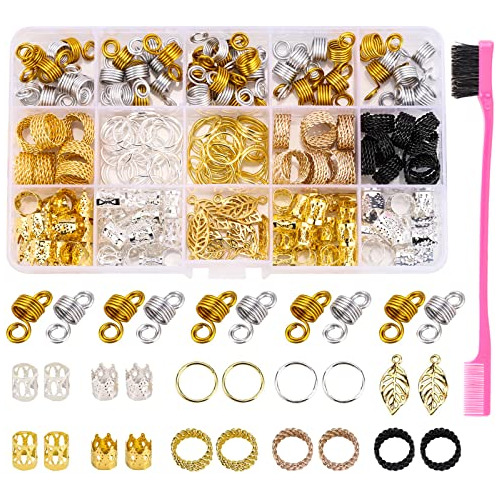 200 Pcs Loc Hair Jewels For Braids, Metal Gold And Hs37k