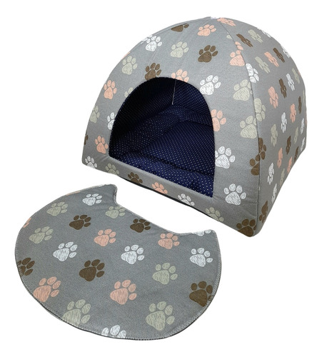 Cama Cachorro Gato Toca Iglu 47x47x38 Com Almofada E Tapete