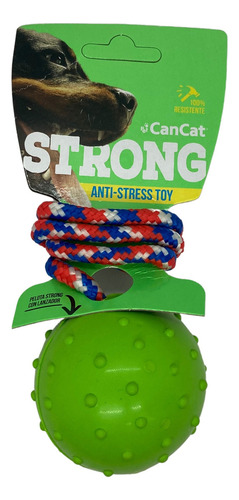 Pelota Resistente Perro Con Soga Nylon Strong Color Amarillo