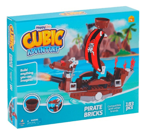 Bloques De Construcción Barco Pirata 183 Pzs Happy Line