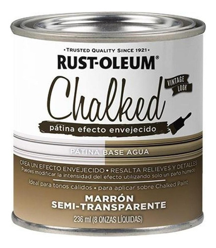 Rust Oleum Chalk Patina Semi Transparente 1/4 Lt